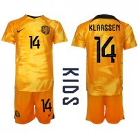 Nederländerna Davy Klaassen #14 Hemmadräkt Barn VM 2022 Kortärmad (+ Korta byxor)